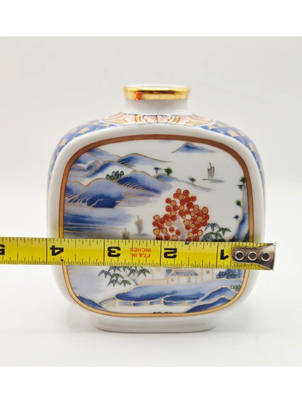 Hand-Painted Otagiri Japanese Porcelain Vase Scenic Design